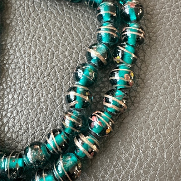 Vintage Hand Painted Glass 32” Necklaces - Picture 3 of 6